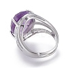 Adjustable Faceted Natural Amethyst Finger Rings RJEW-I068-B09-1-3