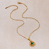 Vintage 304 Stainless Steel and Synthetic Malachite Triangle Pendant Necklaces for Women NT2784-4