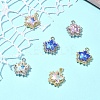 6Pcs 6 Colors Rack Plating Alloy with Rhinestone Pendants FIND-FS0002-54-7