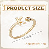 1Pc Brass Micro Pave Clear Cubic Zirconia Open Cuff Rings for Women RJEW-LP0002-37K-2