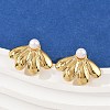 304 Stainless Steel ABS Plastic Pearl Stud Earrings STAS-D368-01D-G-2