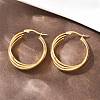 304 Stainless Steel Triple Twist Ring Stud Earrings EJEW-P324-08G-3