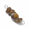10Pcs 5 Styles Constellation Natural Aquamarine & Citrine & Tiger Eye & Lapis Lazuli & Rose Quartz Copper Wire Wrapped Chip Beaded Connector Charms PALLOY-JF02905-04-5