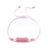 Glass Pearl & Seed Column with Heart Link Bracelet BJEW-MZ00028-01-1