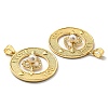 Brass Cubic Zirconia with Plastic Pearl Pendants KK-K341-20G-3