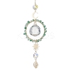 Glass Teardrop with Natural Green Aventurine Chip Bead Hanging Suncatchers HJEW-JM04792-1