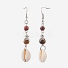 Round Natural Mixed Stone Dangle Earrings EJEW-JE02911-2