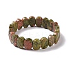 Natural Unakite Oval Beaded Stretch Bracelet G-E010-01J-1