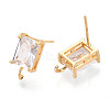 Brass with Cubic Zirconia Stud Earring Findings LS-KK-Q789-14G-2