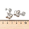Heart with Butterfly Brass Micro Pave Clear Cubic Zirconia Dangle Stud Earrings EJEW-Z099-01P-5