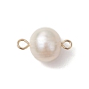 Natural Cultured Freshwater Pearl Connector Charms PALLOY-JF03090-02-2