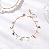 Handmade Evil Eye Lampwork & Stainless Steel Moon Tassel 304 Stainless Steel Curved Bar Link Chain Anklets for Women AJEW-AN00742-01-1