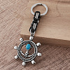 Vintage Men's 304 Stainless Steel & Resin Synthetic Turquoise Keychains JC3648-4