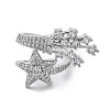 Brass Micro Pave Clear Cubic Zirconia Open Cuff Rings for Women LS-RJEW-S402-06P-2