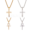 ANATTASOUL 4Pcs 4 Style 304 Stainless Steel with Cubic Zirconia Cross Pendant Necklaces Set with Brass Chains NJEW-AN0001-81-1