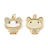 Brass Cubic Zirconia with Shell Pendants KK-K342-01G-2