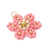 Glass Seed Beaded Flower Pendants PALLOY-MZ00712-01-3