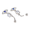 Evil Eye Drop Belly Button Rings for Women AJEW-C010-01P-3