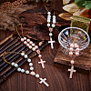 4Pcs 2 Styles Glass & Alloy Enamel Cross Pendant Decorations HJEW-DR00244-3