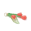 Glass Seed Beaded Magnolia Flower Pendants PALLOY-MZ01112-4