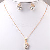 Butterfly & Flat Round Alloy Rhinestone Pendant Necklaces & Stud Earrings FS-WG892EC-06-1