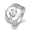 Non-Tarnish 304 Stainless Steel Hollow Witch Knot Wide Finger Rings for Women AJEW-U005-02P-1