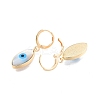 Shell & Synthetic Turquoise Horse Eye Dangle Leverback Earrings EJEW-N012-77-3