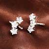 Brass Micro Pave Clear Cubic Zirconia Cuff Earrings EJEW-G471-40P-1