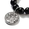 Natural Obsidian Round Beaded Chakra Stretch Bracelets BJEW-K251-01F-3