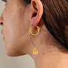 Stylish 201 Stainless Steel Heart Pendant Hoop Earrings LI4623-1