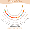 5Pcs 5 Styles Round Plastic & Acrylic Beads Baseball Cap Chain AJEW-GO00046-2