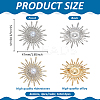 6Pcs 2 Colors Sun Alloy Rhinestone Brocches JEWB-FG0001-41-2