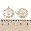 Brass Micro Pave Clear Cubic Zirconia with Shell Pendants KK-G491-40G-3