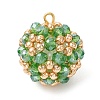 Electroplate Glass & Round Rocailles & Glass Pearl Beaded Pendants PALLOY-MZ00879-02-1