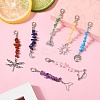 7Pcs Natural Gemstone & Glass & Alloy Pendant Decorations HJEW-YW00105-4