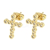 Brass Micro Pave Cubic Zirconia Ear Studs EJEW-P261-25C-G-1