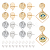 16Pcs 2 Color Brass Stud Earring Findings KK-BC0010-36-1