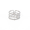 304 Stainless Steel Sun and Moon Open Cuff Ring for Women RJEW-S405-152P-1