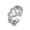 304 Stainless Steel with Rhinestone Adjustable Cuff Rings RJEW-Q020-16P-2