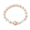 Synthetic Turquoise & Wood & Glass Beaded Stretch Bracelets for Women BJEW-JB11126-01-1