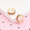 Brass Micro Pave Cubic Zirconia Cuff Rings for Women KK-T074-24G-1