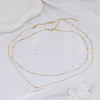 2Pcs Brass & ABS Imitation Pearl Necklaces for Women NJEW-LP0002-80-3