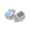 Brass Micro Pave Cubic Zirconia Charms with Glass Crystal KK-Q039-02P-2