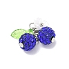 Handmade Polymer Clay Rhinestone Cherry Pendants PALLOY-JF03868-01-4