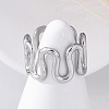 Wave 304 Stainless Steel Finger Rings for Women RJEW-F174-06P-1