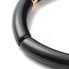 Curved Tube Acrylic Beads Stretch Bracelet for Girl Women BJEW-JB06945-02-5