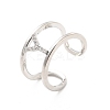 Clear Cubic Zirconia Initial Letter Open Cuff Ring RJEW-A012-01P-Y-2