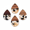 Transparent Resin & Walnut Wood Pendants RESI-N025-028-A01-2