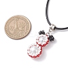 Glass Seed Beads & Glass Pearl Round Beaded Bear Pendant Waxed Cotton Cord Necklaces for Women Men NJEW-MZ00126-03-3