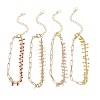 Brass Enamel Beaded Link Chains & Paperclip Chains Bracelets for Women BJEW-JB13568-2